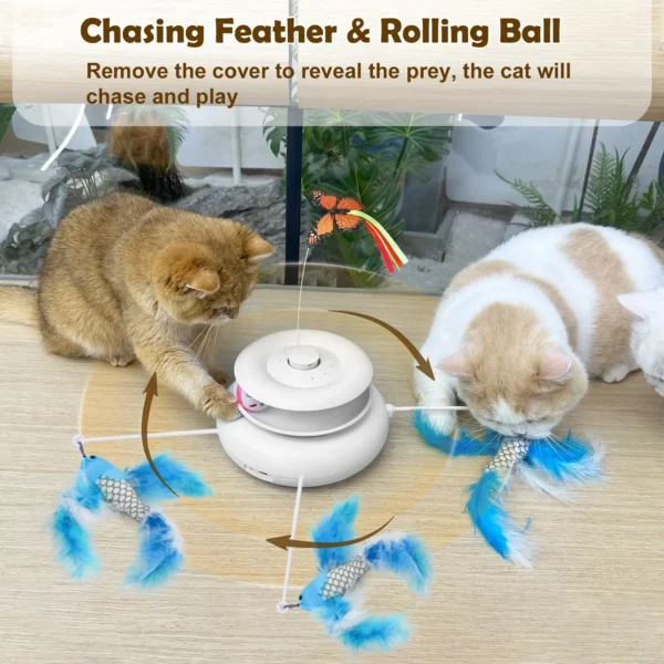 Rechargeable 4-in-1 Interactive Cat Toy Set – Automatic Wand with Fluttering Butterfly & Chasing Feather for Kittens - Image 5