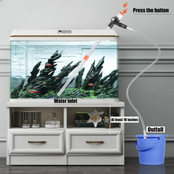 Adjustable Aquarium Gravel Cleaner Kit with Press-Type Siphon Pump, Glass Scraper, and Water Flow Control for Fish Tank Sand Cleaning - Image 3