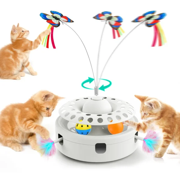 3-in-1 Electric Interactive Butterfly Cat Toy – Automatic Puzzle Balls Track for Indoor Cats